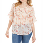 Blusa feminina transparente com estampa floral e pregas estilo &amp; co, rosa, tamanho XS