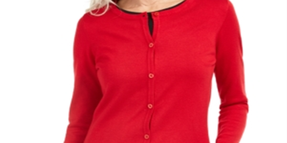 Cardigan feminino Karen Scott Colorblocked vermelho tamanho X-S
