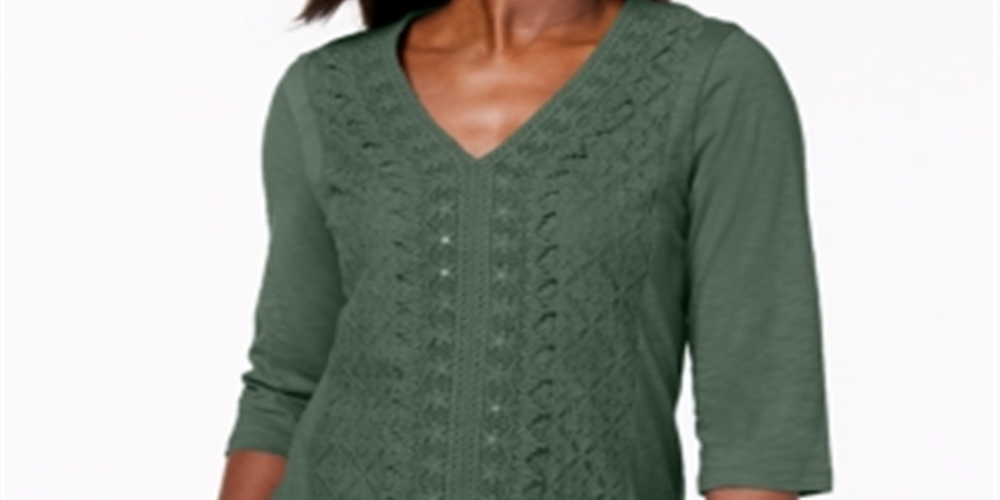 JM Collection Top Feminino com Renda e Contraste Verde Tamanho XS