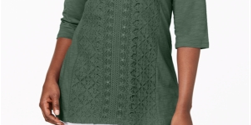 JM Collection Top Feminino com Renda e Contraste Verde Tamanho XS