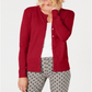 Cardigan feminino com gola redonda Charter Club, vermelho, tamanho pequeno