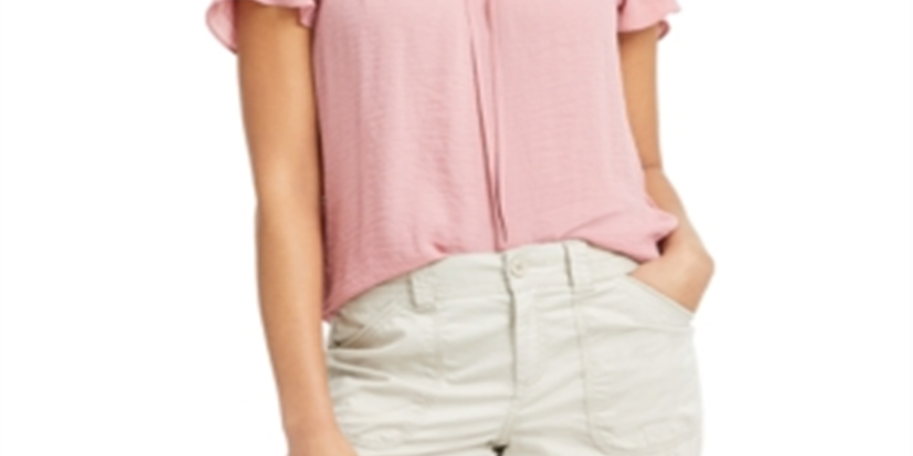 Blusa feminina estilo &amp; co com mangas bufantes e franzidas, rosa, tamanho P