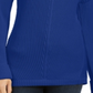 Camiseta feminina texturizada, lisa, manga comprida, gola V, azul, tamanho XX-G