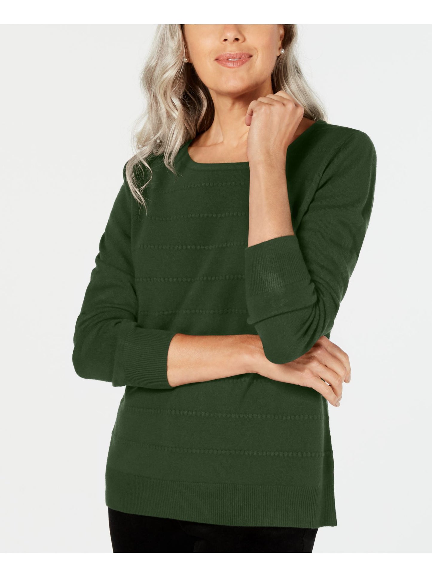 Karen Scott Suéter Feminino Texturizado Manga Longa Gola Joia Verde Tamanho X-G