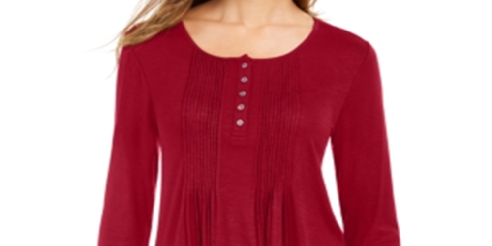 Blusa feminina de manga comprida estilo &amp; co, vermelha, tamanho pequeno