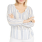 Blusa listrada feminina INC International Concepts Peasant, azul, tamanho pequeno