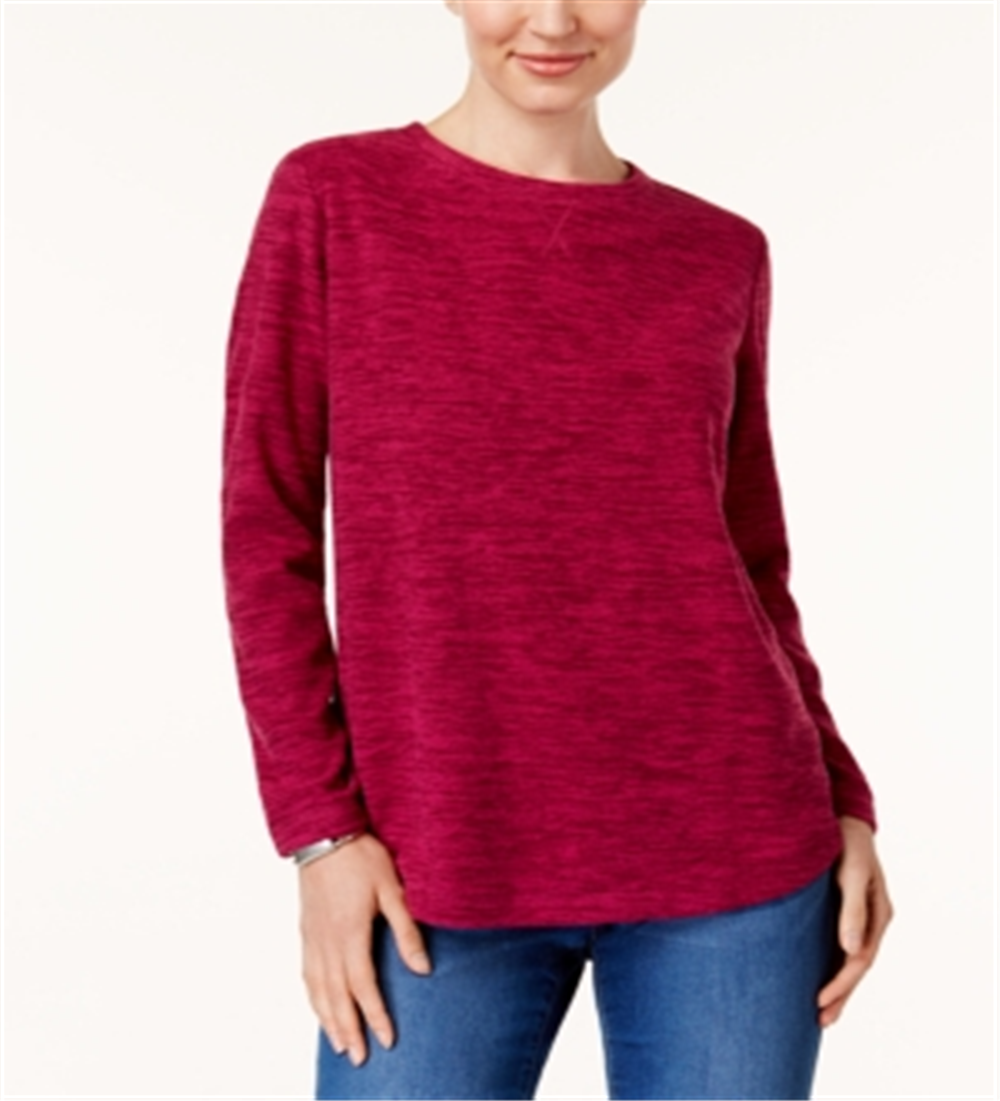 Karen Scott Sport Space Dye Microfleece Top Feminino Roxo Tamanho XX-G