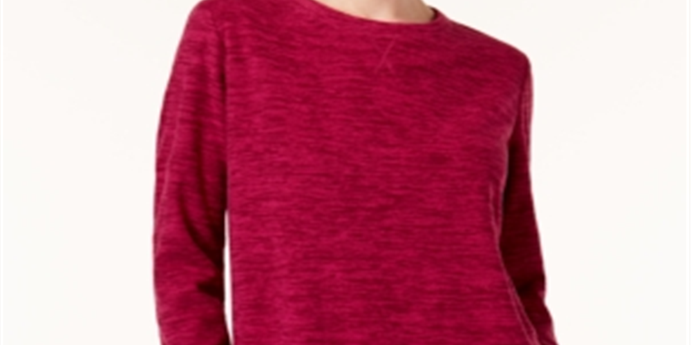Karen Scott Sport Space Dye Microfleece Top Feminino Roxo Tamanho XX-G