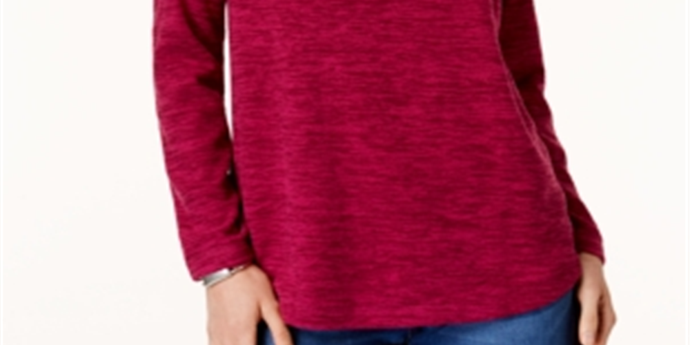 Karen Scott Sport Space Dye Microfleece Top Feminino Roxo Tamanho XX-G