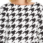 Camiseta feminina Charter Club com manga 3/4 e estampa pied-de-poule, preta, tamanho X-S