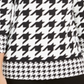 Camiseta feminina Charter Club com manga 3/4 e estampa pied-de-poule, preta, tamanho X-S