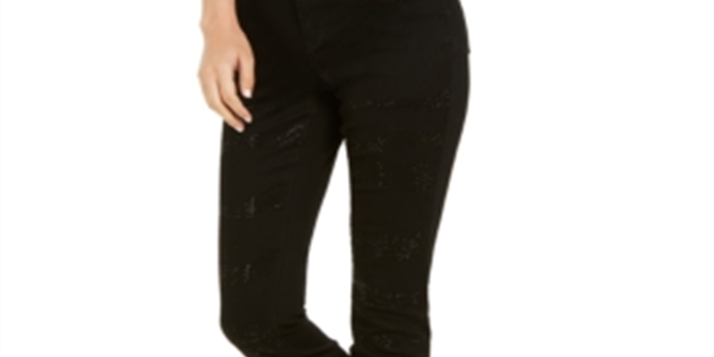 Calça jeans skinny feminina INC International Concepts Essentials com estampa de zebra, preta, tamanho 0