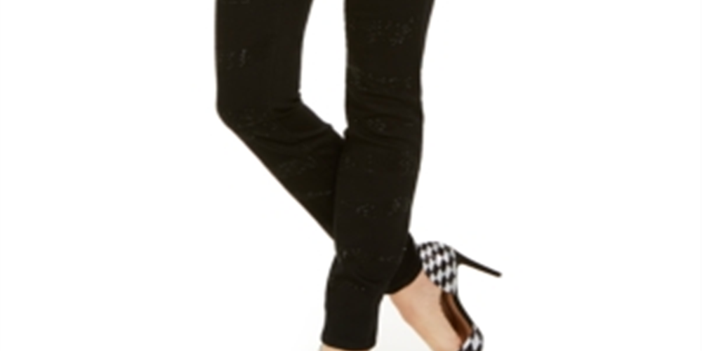 Calça jeans skinny feminina INC International Concepts Essentials com estampa de zebra, preta, tamanho 0