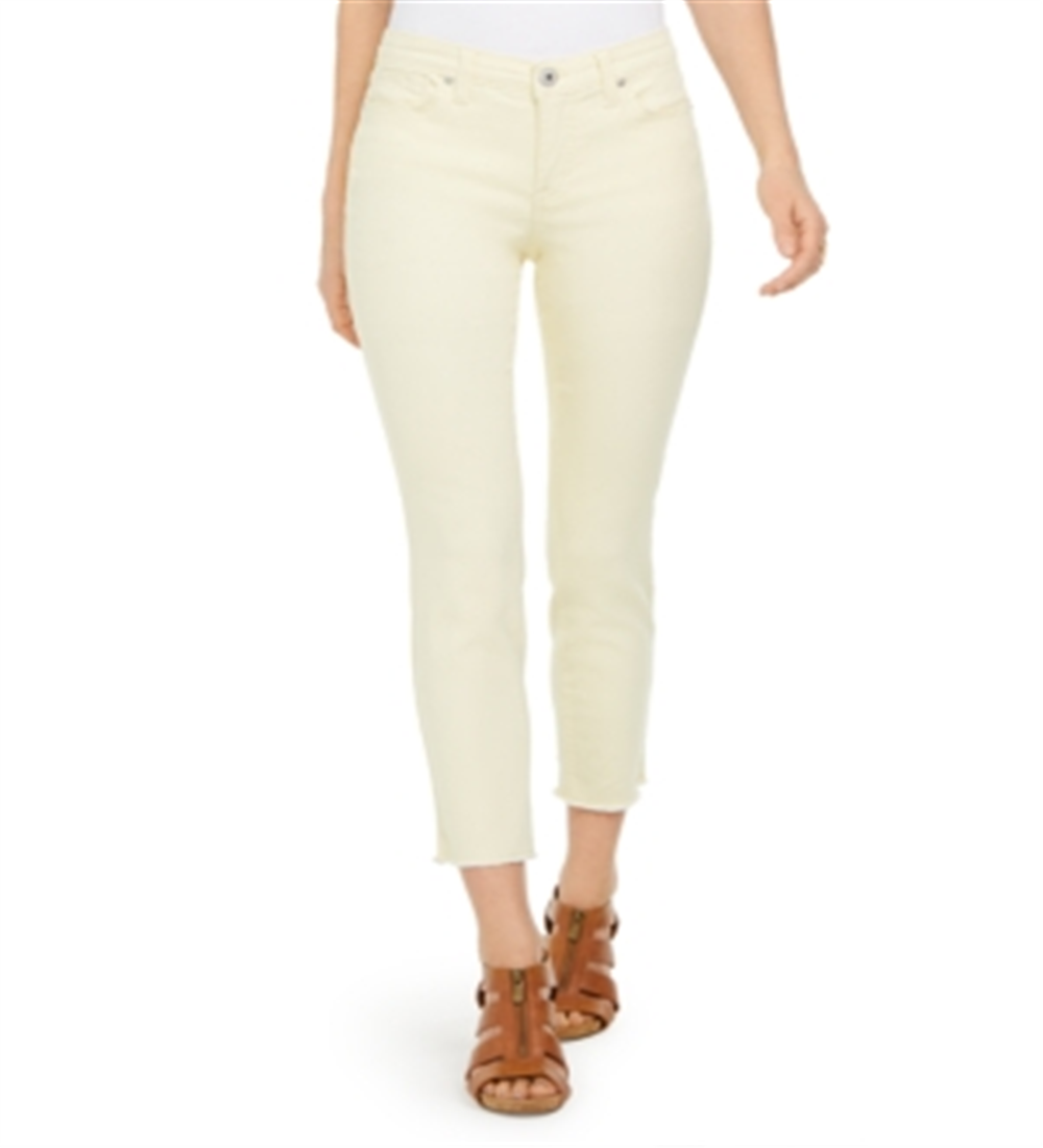 Calça jeans skinny feminina estilo &amp; co, lavagem clara, amarela, tamanho 4