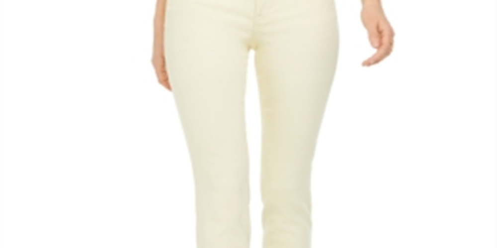 Calça jeans skinny feminina estilo &amp; co, lavagem clara, amarela, tamanho 4