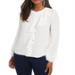 Blusa feminina com babados Thalia Sodi, branca, tamanho X-G
