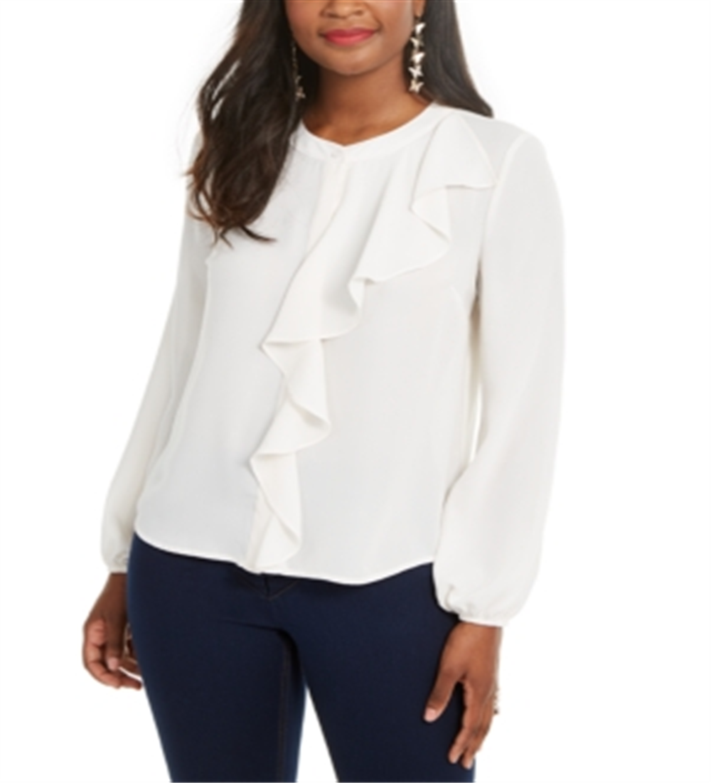Blusa feminina com babados Thalia Sodi, branca, tamanho X-G