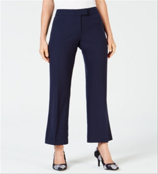 Calças femininas com controle de barriga JM Collection, azul, tamanho 6, pequena