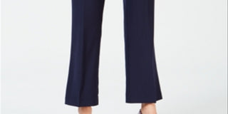 Calças femininas com controle de barriga JM Collection, azul, tamanho 6, pequena