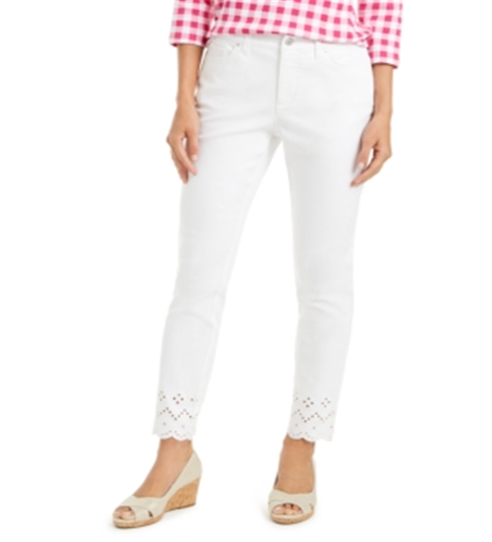 Calça jeans feminina Charter Club com ilhós, branca, tamanho 10