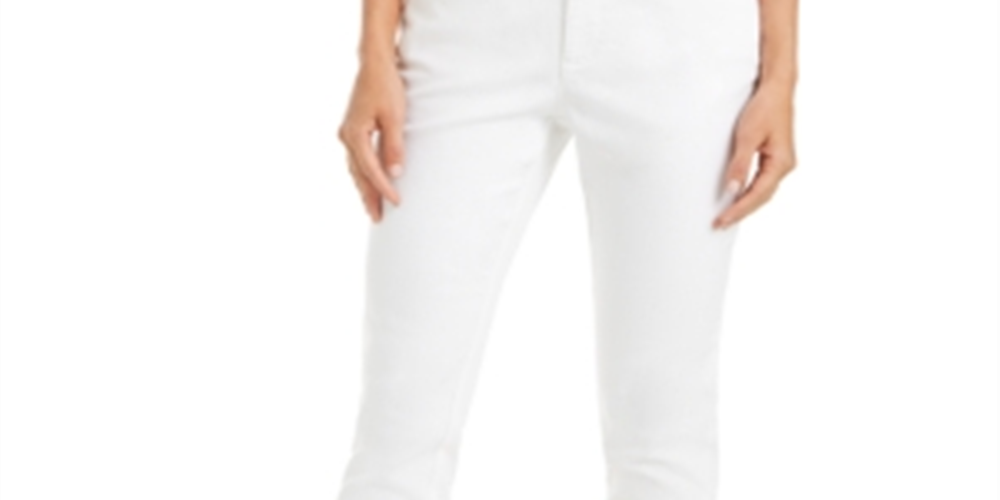 Calça jeans feminina Charter Club com ilhós, branca, tamanho 10