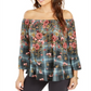 Top estampado tomara que caia feminino Style &amp; Co, verde, tamanho XX-G