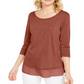 Top de chiffon feminino Style &amp; Co marrom tamanho X-S