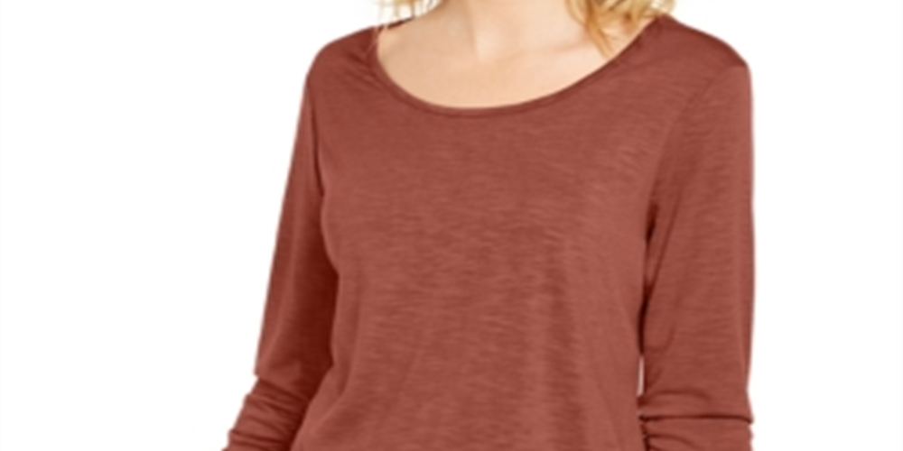Top de chiffon feminino Style &amp; Co marrom tamanho X-S