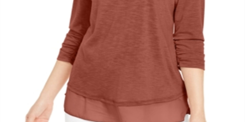 Top de chiffon feminino Style &amp; Co marrom tamanho X-S