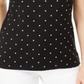 Karen Scott Blusa feminina de algodão com estampa e bordado, gola canoa, preta, tamanho médio