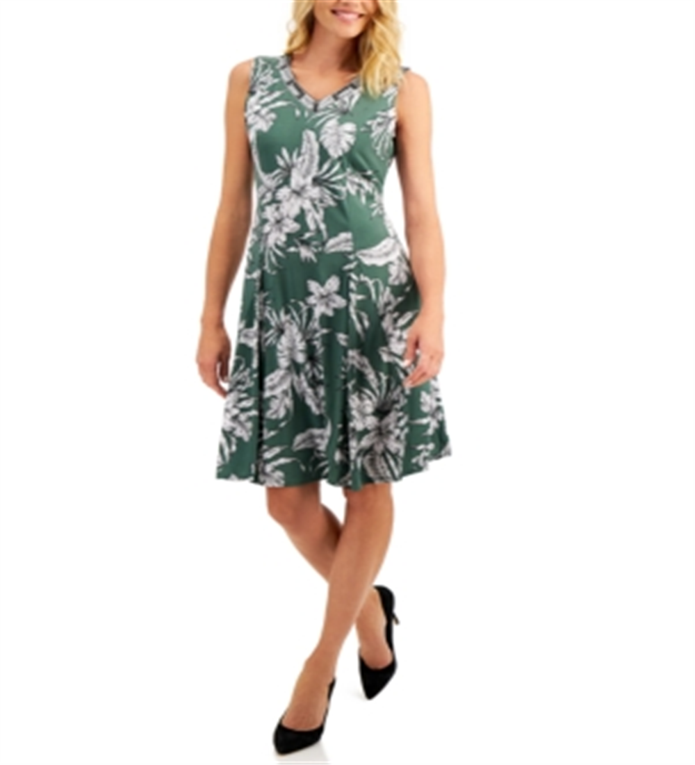 Vestido feminino JM Collection Tropic Palapa com detalhes verde, tamanho pequeno