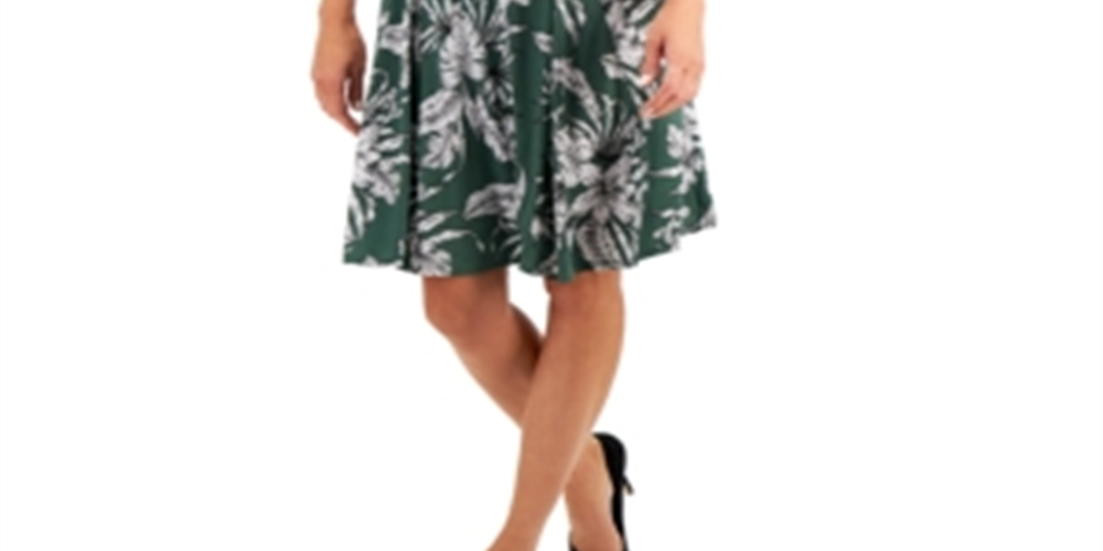 Vestido feminino JM Collection Tropic Palapa com detalhes verde, tamanho pequeno