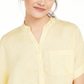Camisa feminina Charter Club de linho com botões frontais e amarração, tamanho extragrande, amarela