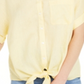 Camisa feminina Charter Club de linho com botões frontais e amarração, tamanho extragrande, amarela