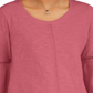 Blusa feminina estilo &amp; co com acabamento em crochê e manga sino, tamanho pequeno, rosa