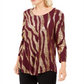 JM Collection Blusa Feminina Estampada Metálica Roxa Tamanho Pequeno Médio