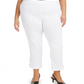 Calça feminina plus size com controle de barriga e acabamento em hardware, tamanho 14W, branca, da JM Collection