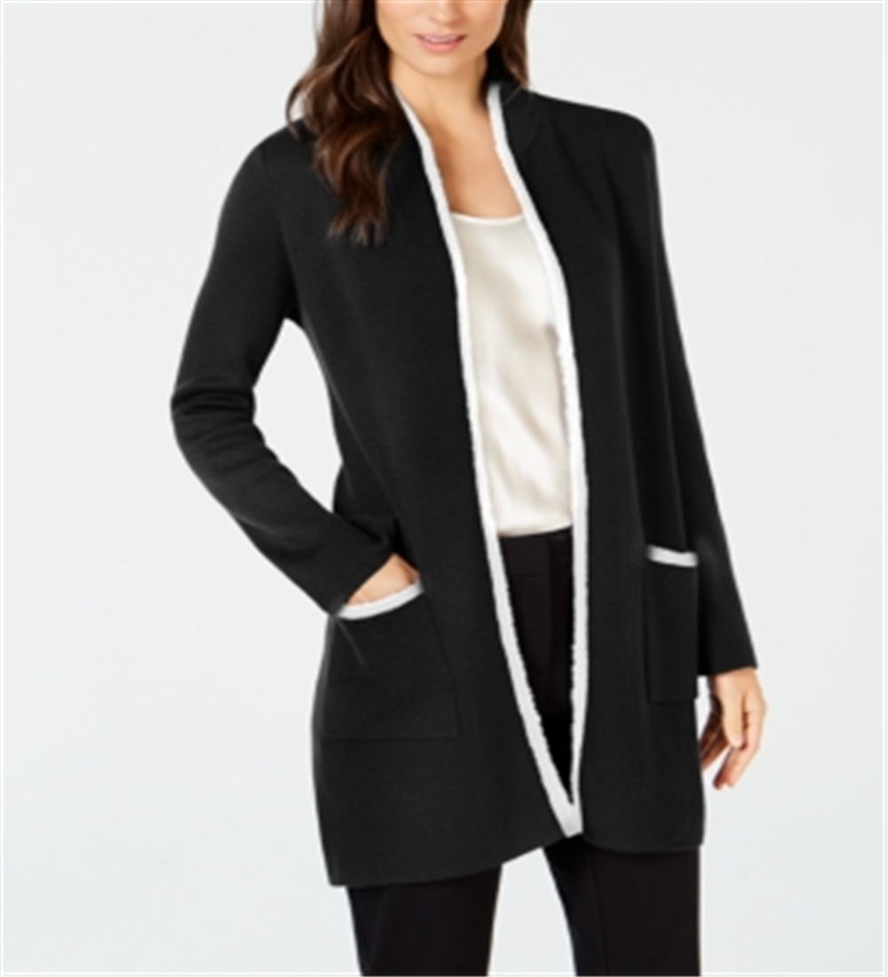 Cardigan Alfani Feminino com Acabamento de Cílios Preto Tamanho Pequeno Médio