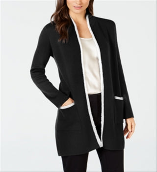 Cardigan Alfani Feminino com Acabamento de Cílios Preto Tamanho Pequeno Médio
