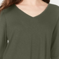 Top feminino estilo &amp; co com decote em V e bainha de chiffon, verde, tamanho pequeno