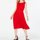 Vestido feminino Charter Club com amarração na cintura e midi, vermelho, tamanho extragrande