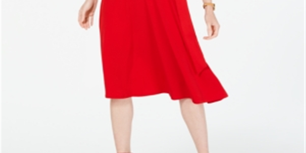 Vestido feminino Charter Club com amarração na cintura e midi, vermelho, tamanho extragrande