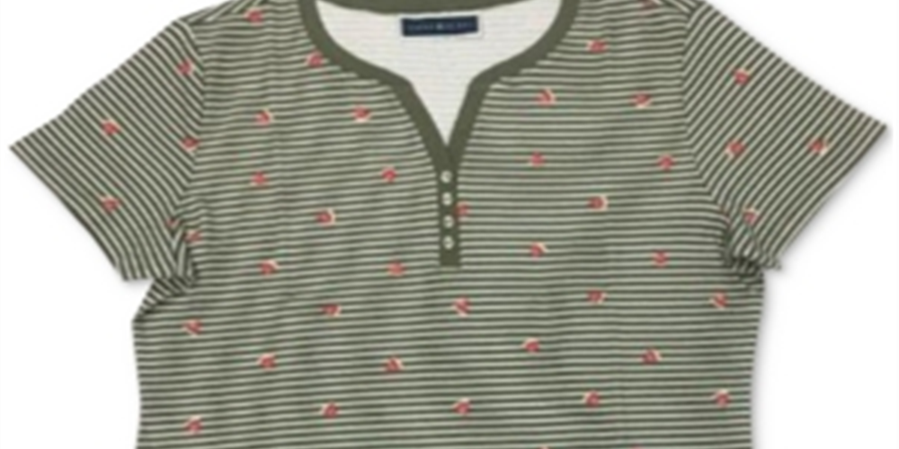 Karen Scott Blusa Henley Estampada Feminina Verde Tamanho P