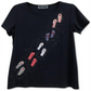 Camiseta feminina Karen Scott com decote redondo, azul, tamanho médio