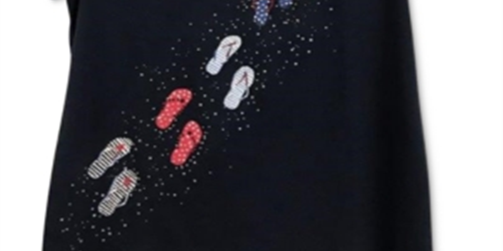 Camiseta feminina Karen Scott com decote redondo, azul, tamanho médio