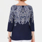 Karen Scott Blusa Feminina Lile Paisley Gola Canoa Azul Tamanho Médio