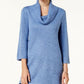 Karen Scott Suéter Feminino Gola Redonda Manga 3/4 Azul Tamanho P