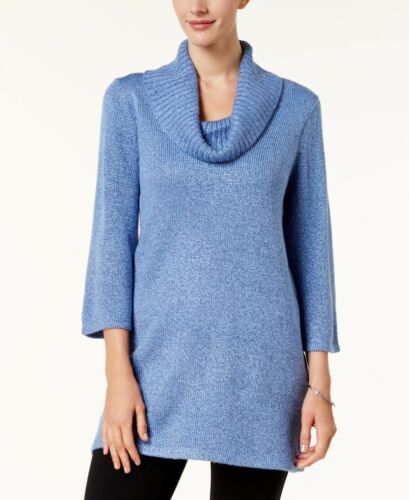 Karen Scott Suéter Feminino Gola Redonda Manga 3/4 Azul Tamanho P