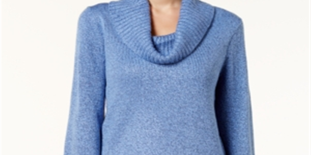 Karen Scott Suéter Feminino Gola Redonda Manga 3/4 Azul Tamanho P