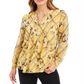 Top feminino com estampa e decote dividido Charter Club, amarelo, tamanho XX-G
